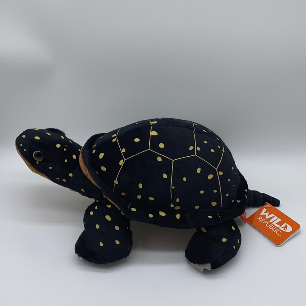 Wild Republic Spotted Turtle Black Plush Stuffed Animal Toy 19420